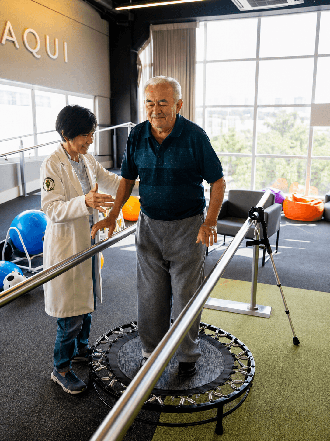 Sessão de fisioterapia com paciente